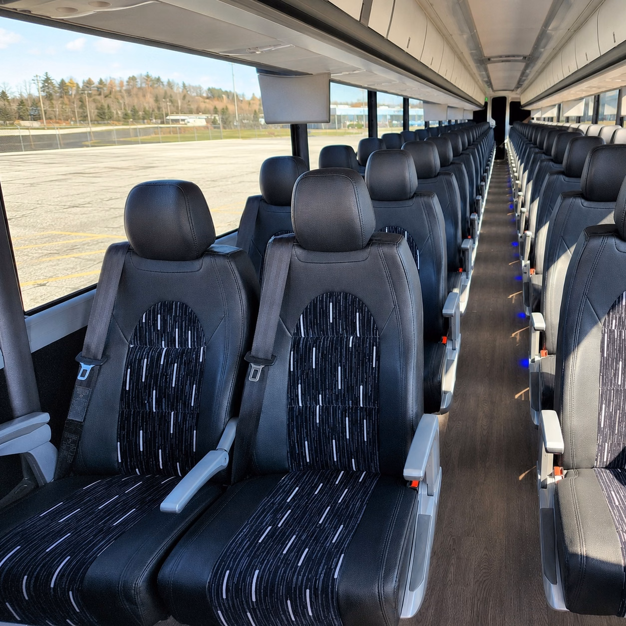 56 passenger charter bus inside